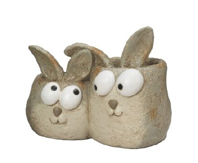 7" Bunny Friends Cement Pot