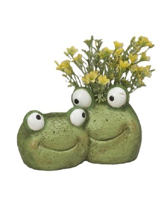 7" Frog Friends Cement Pot