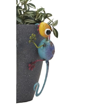 7" Blue Body Metal Gecko Pot Cling