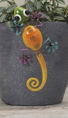 7" Yellow Body Metal Gecko Pot Cling