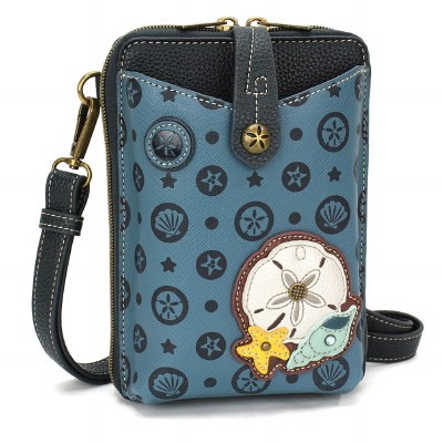 7" x 5" Blue Sand Dollar Snap Crossbody Purse
