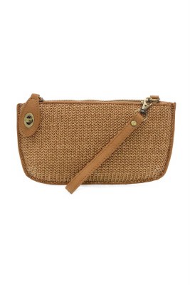 5" x 9.5" Camel Straw Crossbody Wristlet