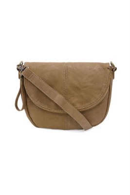 7" x 8" Camel Helene Small Saddle Crossbody Purse
