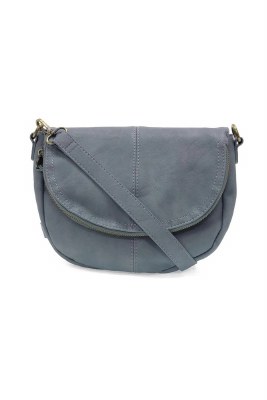 7" x 8" Light Denim Helene Small Saddle Crossbody Purse