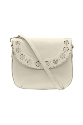 7" x 9" White Daisy Flap Crossbody Purse