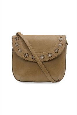 7" x 9" Camel Daisy Flap Crossbody Purse