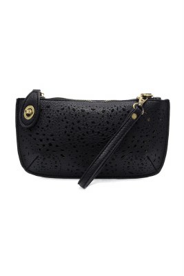 6" x 9" Black Cut Eyelet Crossbody Wristlet