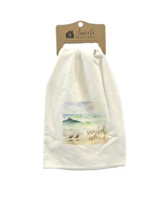 29" Sq "Sanibel Island" Sandpipers on Beach Kitchen Towel