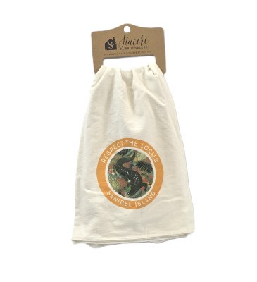 29" Sq "Sanibel Island Respect The Locals" Alligator Kitchen Towel