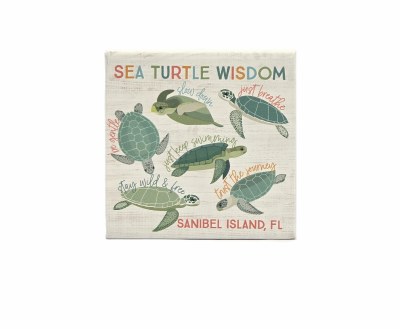 5" Sq  "Sanibel Island, FL Sea Turtle Wisdom" Wood Plaque