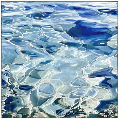 40" Sq Blue Reflections Framed Coastal Canvas
