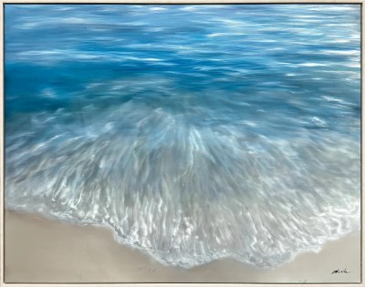 36" x 46" Reflective Coastline Framed Coastal Canvas