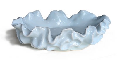 12" Round Blue Oceano Ceramic Bowl