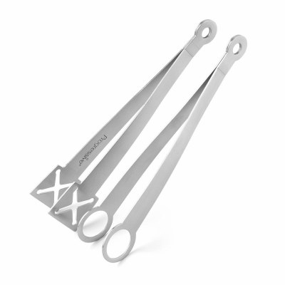 Set of Two Stainless Steel X and O Tongs