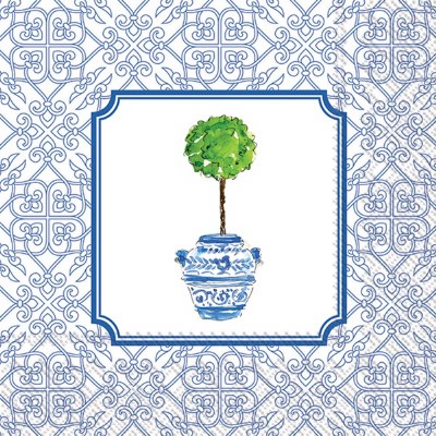 5" Blue Topiary Beverage Napkins