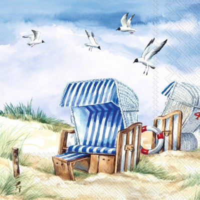5" Blue Beach Chair Beverge Napkins