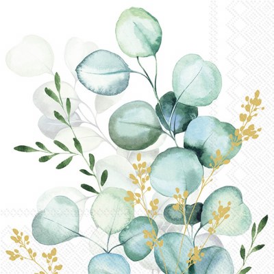 5" Sq Eucalyptus Bouquet Beverage Napkins