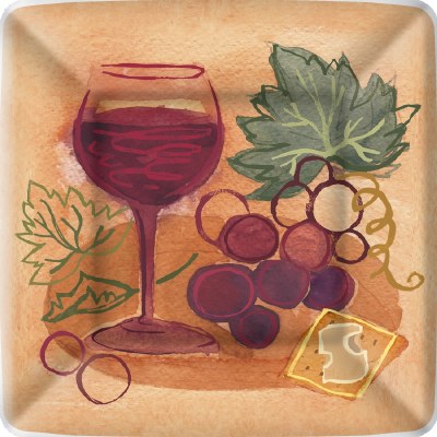 Pack of Eight 7" Sq Red Wine Paper Plates