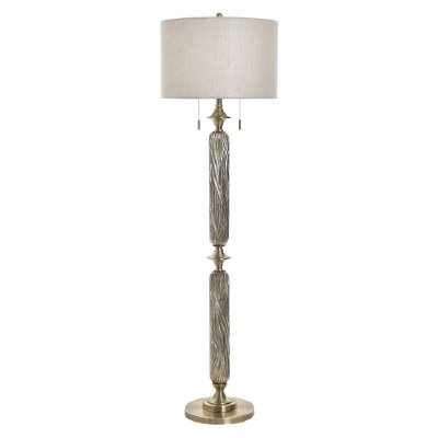 62" Antique Silver and Brass Double Pull Floor Lamp