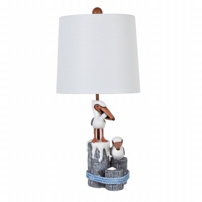 21" White Pelican Table Lamp