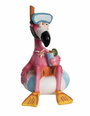 5.75" Polyresin Boy Flamingo in Floaty