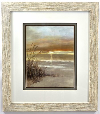 24" x 21" Sea Oats on Left Coastal Print Framed Under Glass