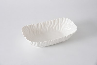 6" x 11" White Ripple Porcelain Bowl by Pampa Bay