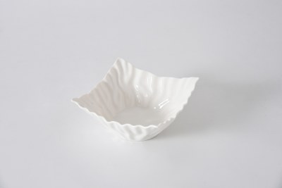 5" Sq White Ripple Porcelain Bowl by Pampa Bay