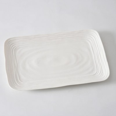 9.5" x 14" White Rib Porcelain Platter by Pampa Bay