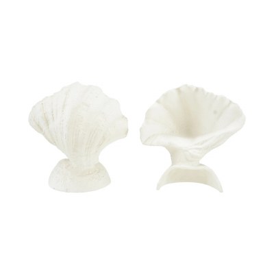 7" Antiqued White Shell Cast Iron Bookends