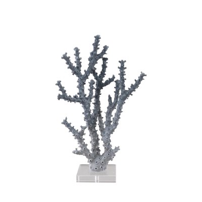 15" Blue Faux Coral With Clear Base