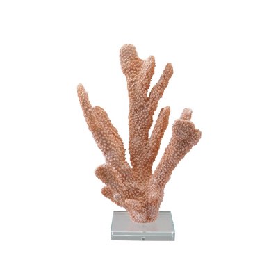 11" Coral Faux Coral With Clear Glass Base