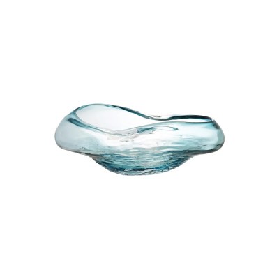 17" Oval Light Blue Glass Bowl