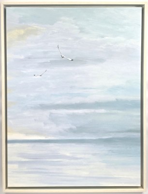 43" x 33" Two Seagulls Framed Coastal Canvas