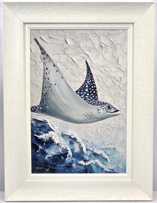 32" x 24" Flop the Ray Gel Textured Print in White Frame