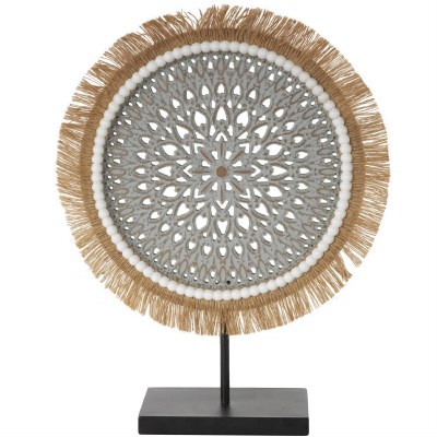 18" Gray Medallion Jute Sculpture