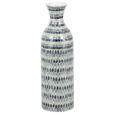 26" Two-toned Blue Mother of Pearl Mosaic Vase