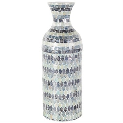 20" Two-tone Blue Mother of Pearl Mosaic Vase