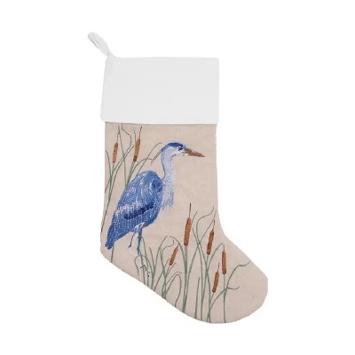 20" Embroidered Blue Heron Stocking
