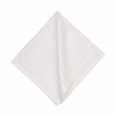 18" White Hemstitch Fabric Napkin