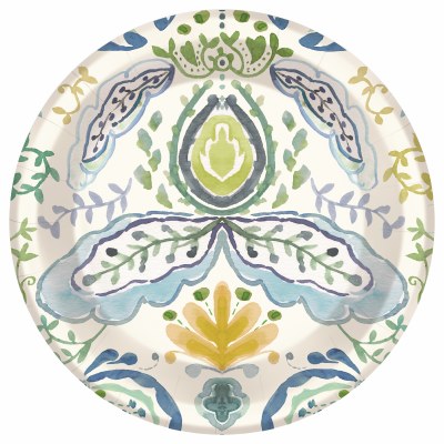 Pack of Eight 7" Round Azure & Ivy Paper Plates