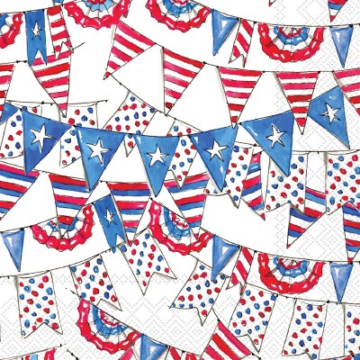 5" Sq Red and Blue "About To See Stars And Stripes" Beverage Napkins