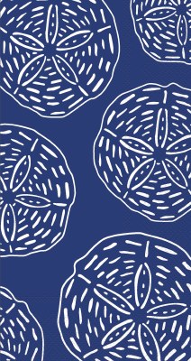 8" x 4" Dark Blue with White Sand Dollars Guest Towels