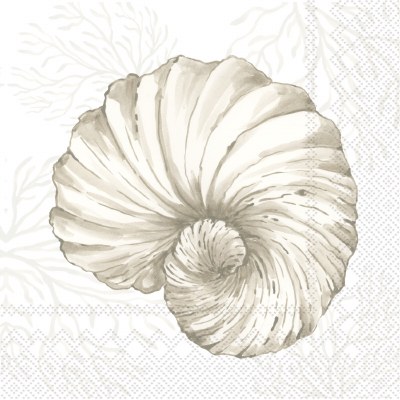 5" Sq Beige Coastal Shell Beverage Napkins