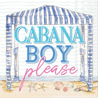 5" Sq "Cabana Boy Please" Beverage Napkins
