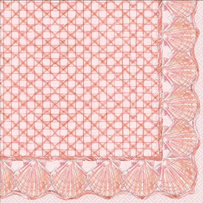 5" Sq Coral Shell Border Beverage Napkins
