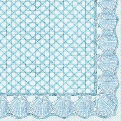 5" Sq Blue Shell Border Beverage Napkins