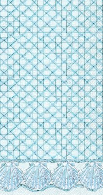 8" x 4" Blue Shell Border Guest Towel