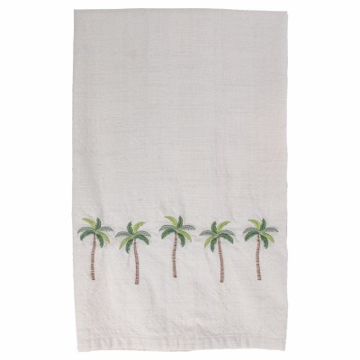 Set of Two Embroidered Palm Tree Kitchen Towels