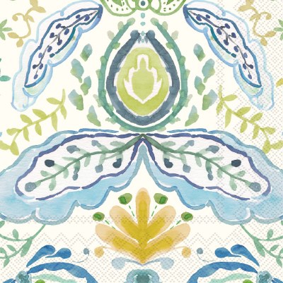 5" Sq Gold Azure & Ivy Beverage Napkins